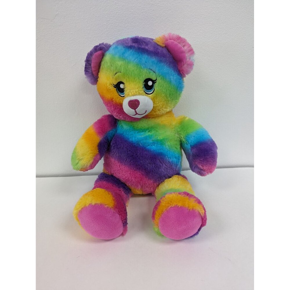 Build A Bear rainbow teddy colorful 16" Plush Soft Stuffed Animal BAB